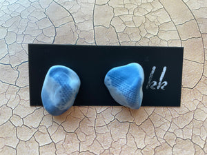 cyanotype ceramic earrings