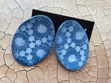 Load image into Gallery viewer, cyanotype ceramic earrings
