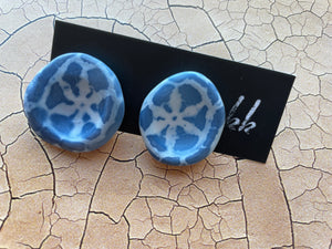 cyanotype ceramic earrings